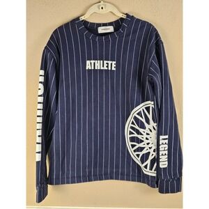 Soulcycle Mens Blue White Striped Warrior Athlete Long Sleeve Top Medium